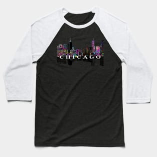 Chicago Skyline in graffiti Baseball T-Shirt